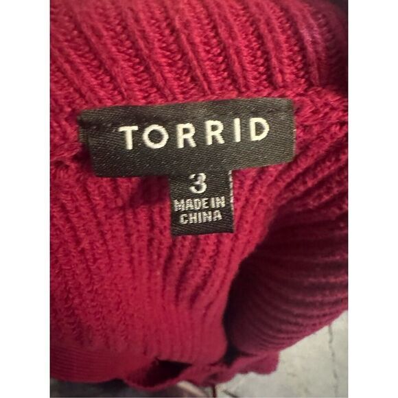 Torrid cold shoulder maroon red v neck pullover sweater sz 2 plus size - Picture 7 of 7